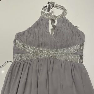 Grey beaded formal maxi dress